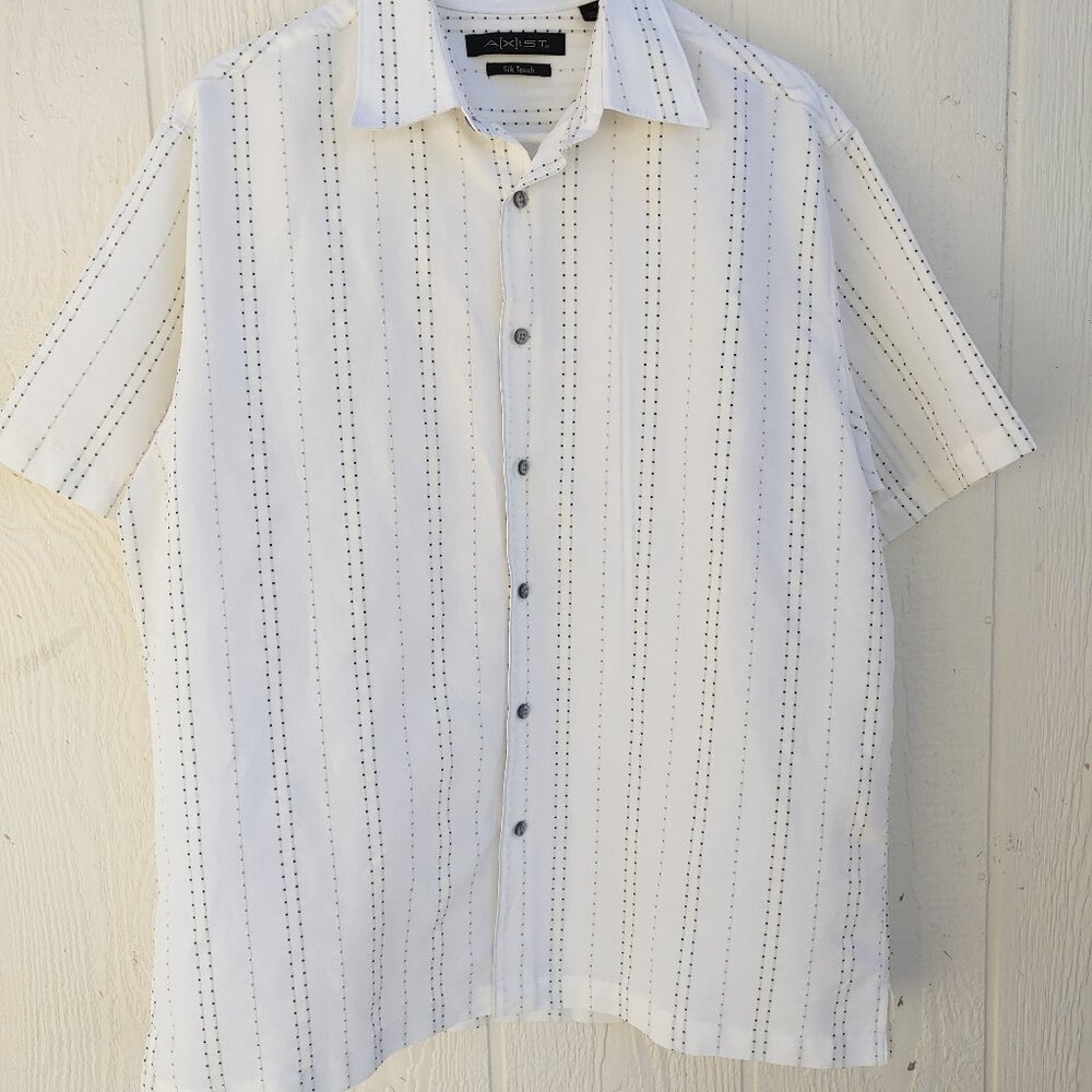 AXIST Mens Sz XL Silk Touch Short Sleeve Striped Shirt. MS-58